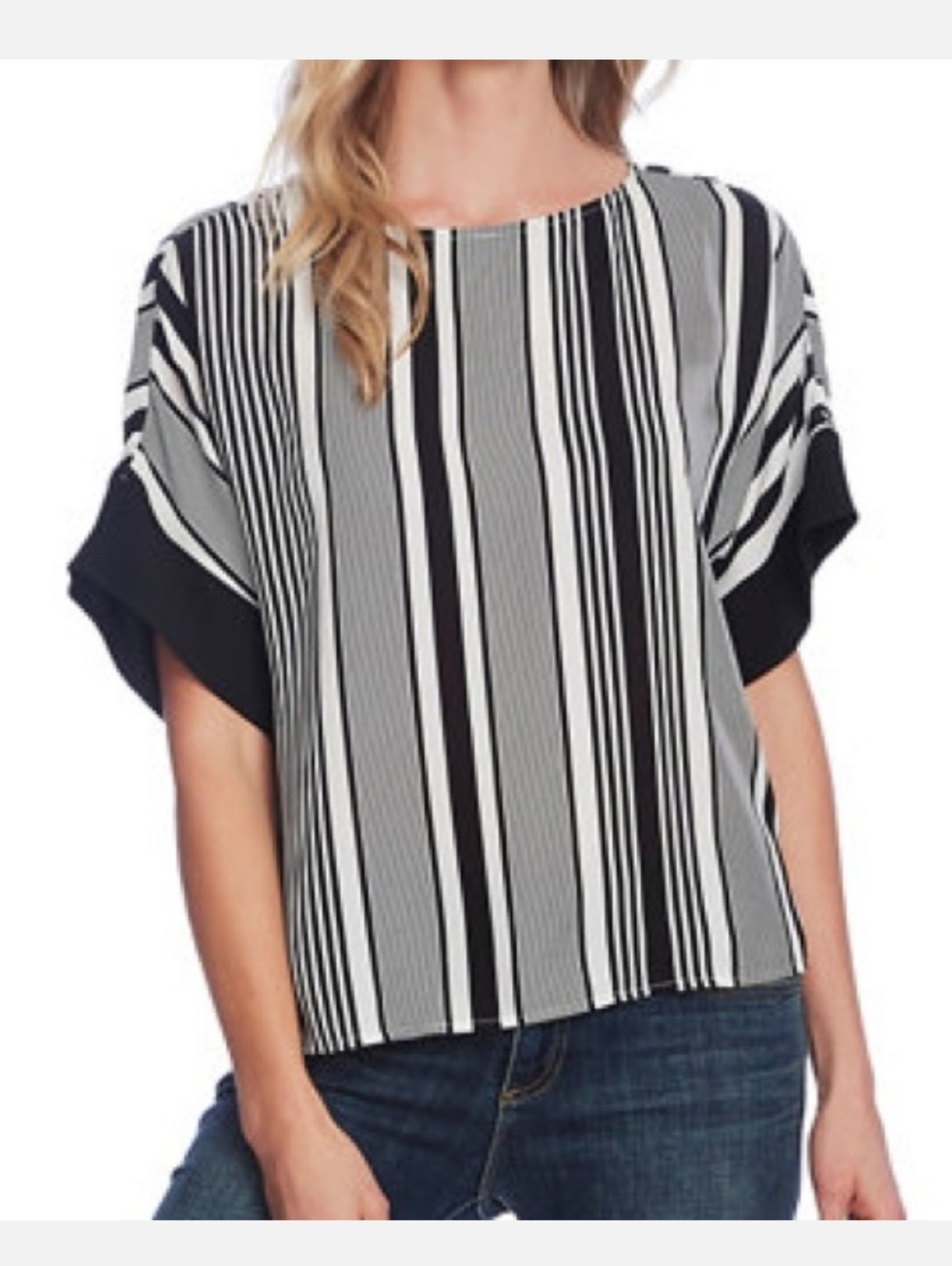 Vince Camuto Stripe Kimono Short Sleeve Shirt Small